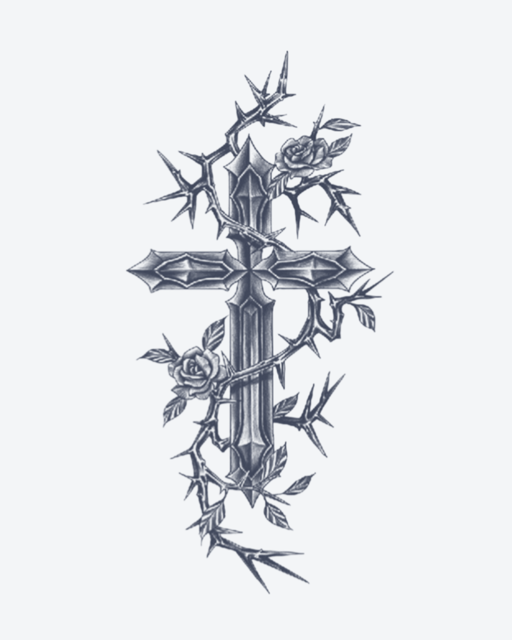 Tatouage temporaire Croix Épineuse 11x18cm - SimpleTatt