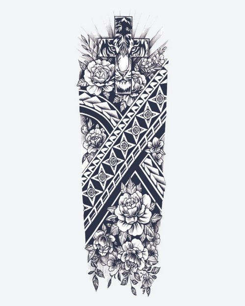 Tatouage temporaire Foi et Fleurs 17x48cm - SimpleTatt