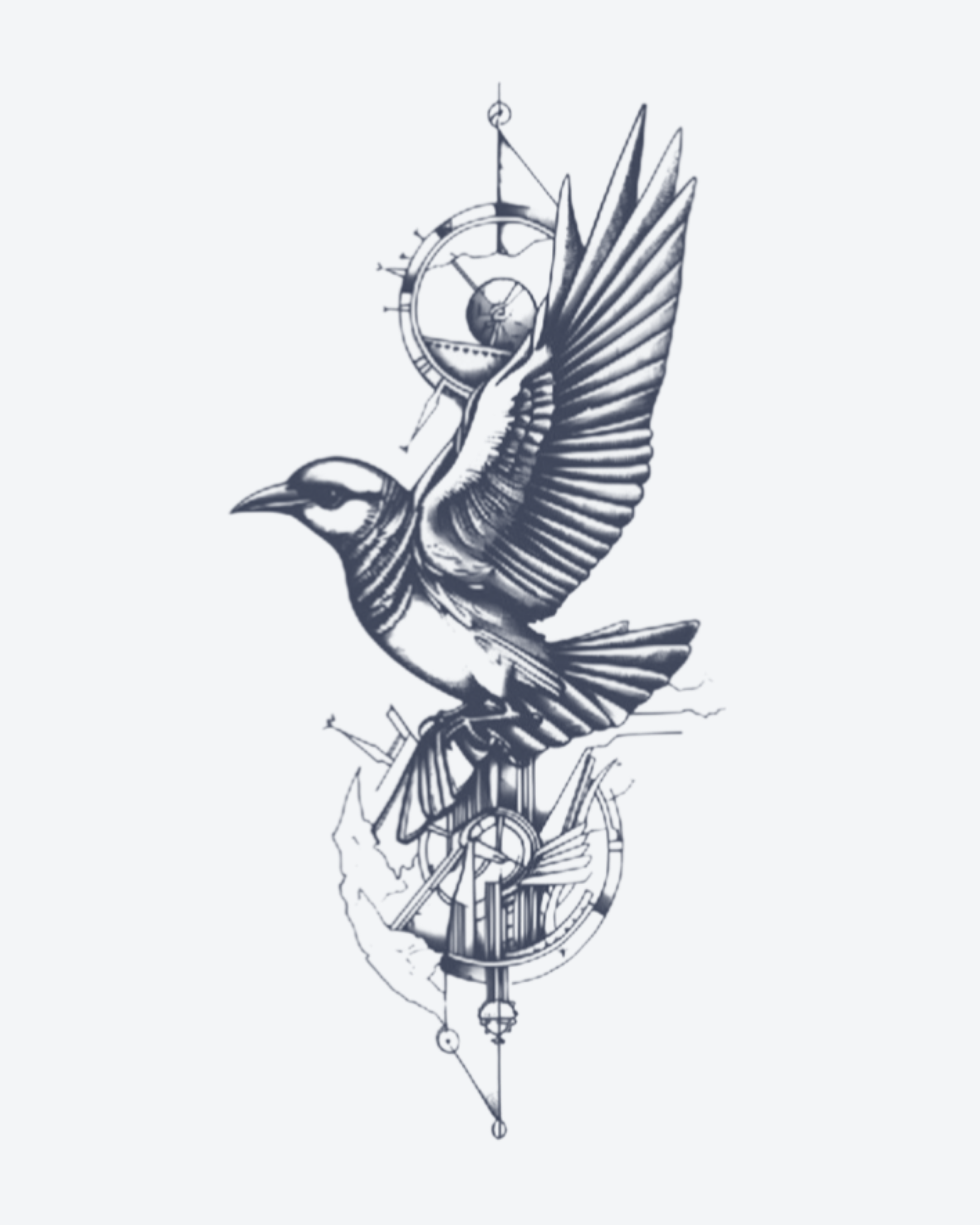 Tatouage temporaire Oiseau Astral 11x18cm - SimpleTatt