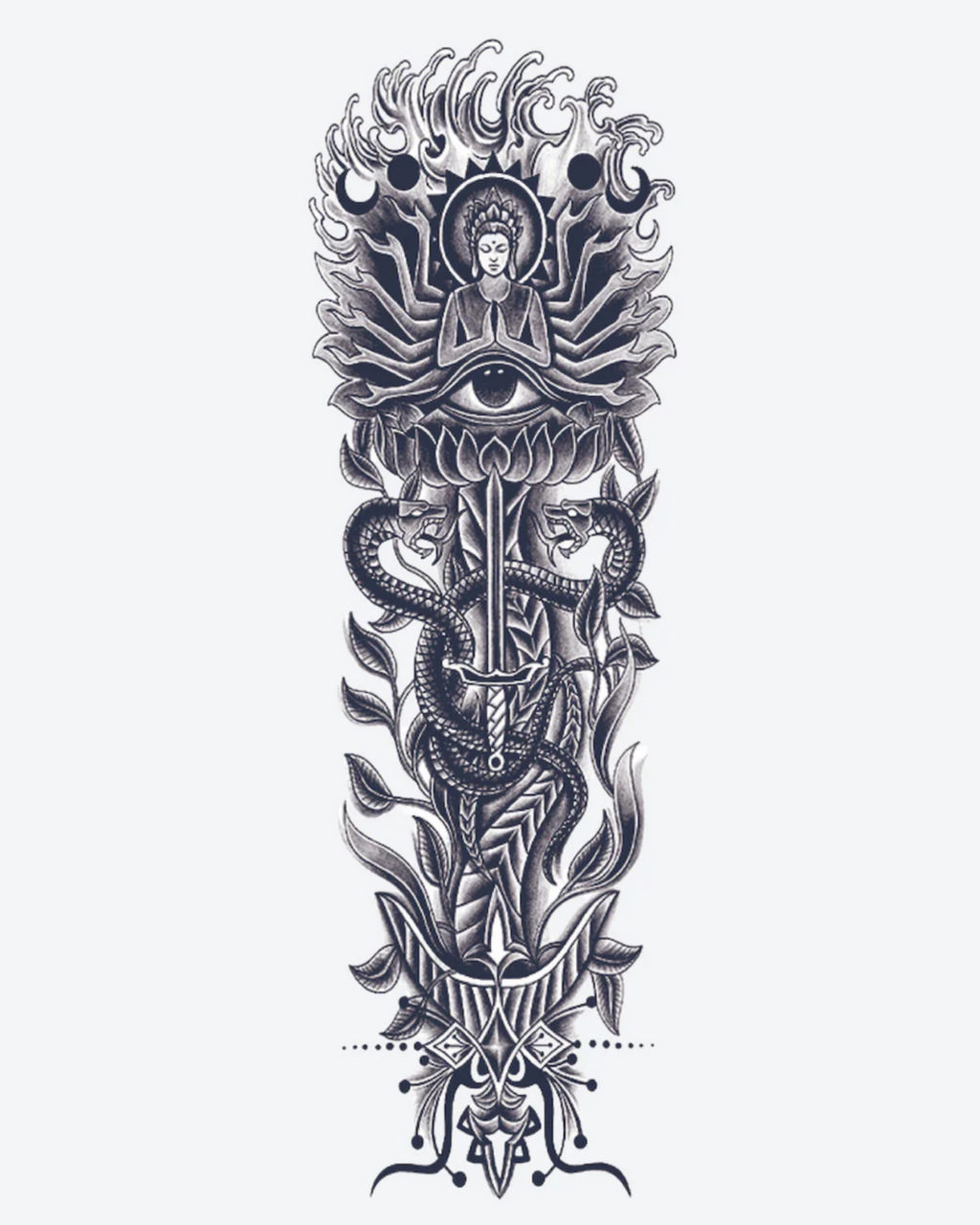 Tatouage temporaire L'œil de Sagesse 17x48cm - SimpleTatt