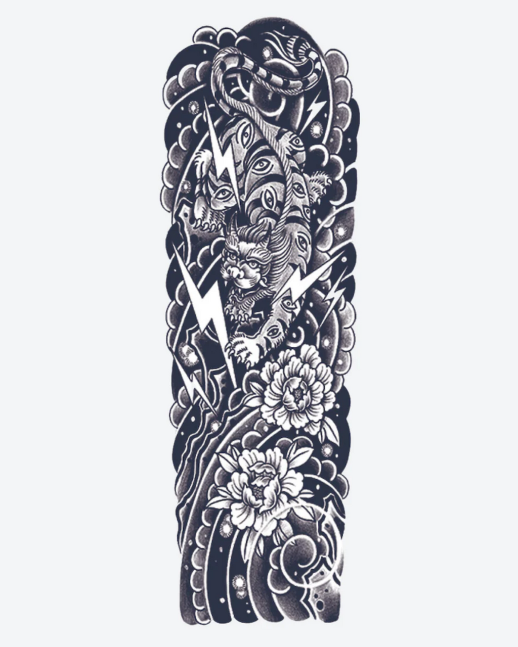 Tatouage temporaire Foudre Japonaise 17x48cm - SimpleTatt