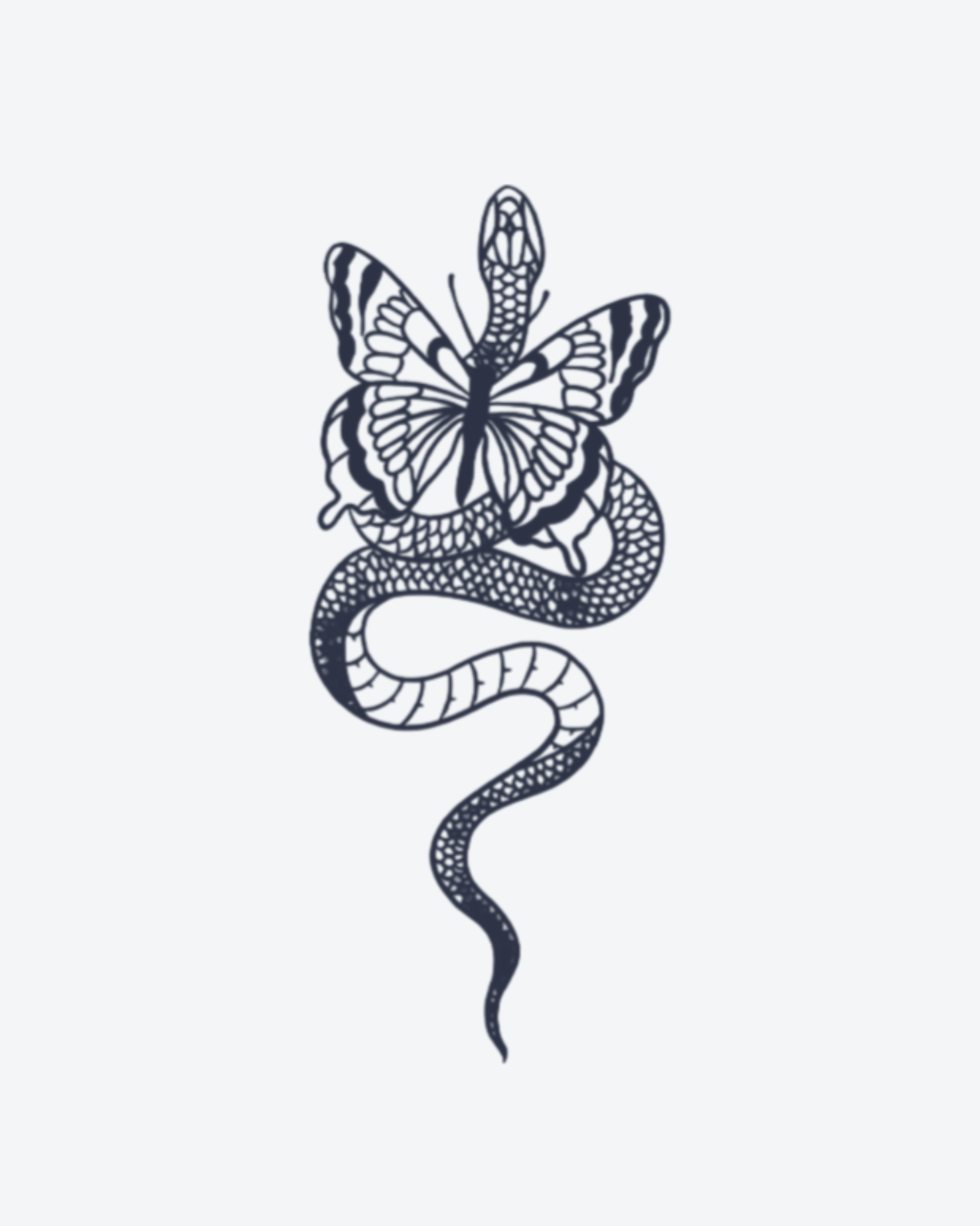 Tatouage temporaire Serpent Papillon 10,5x13,5cm - SimpleTatt