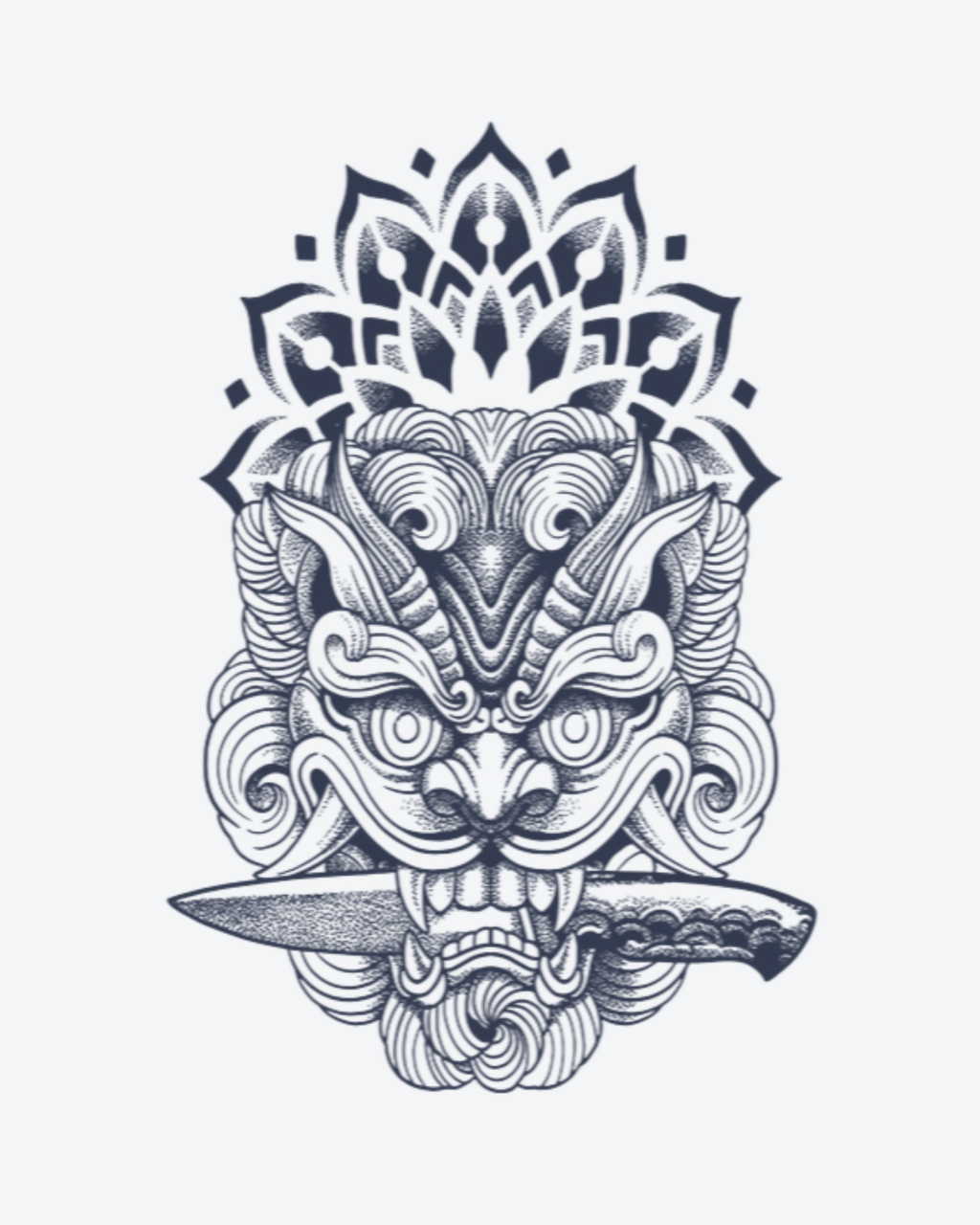 Tatouage temporaire Masque Guerrier 11x18cm - SimpleTatt