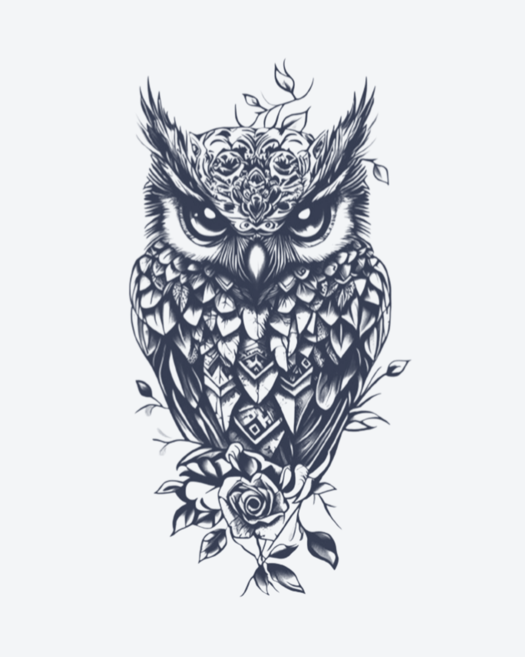 Tatouage temporaire Hibou Enchanté 11x18cm - SimpleTatt
