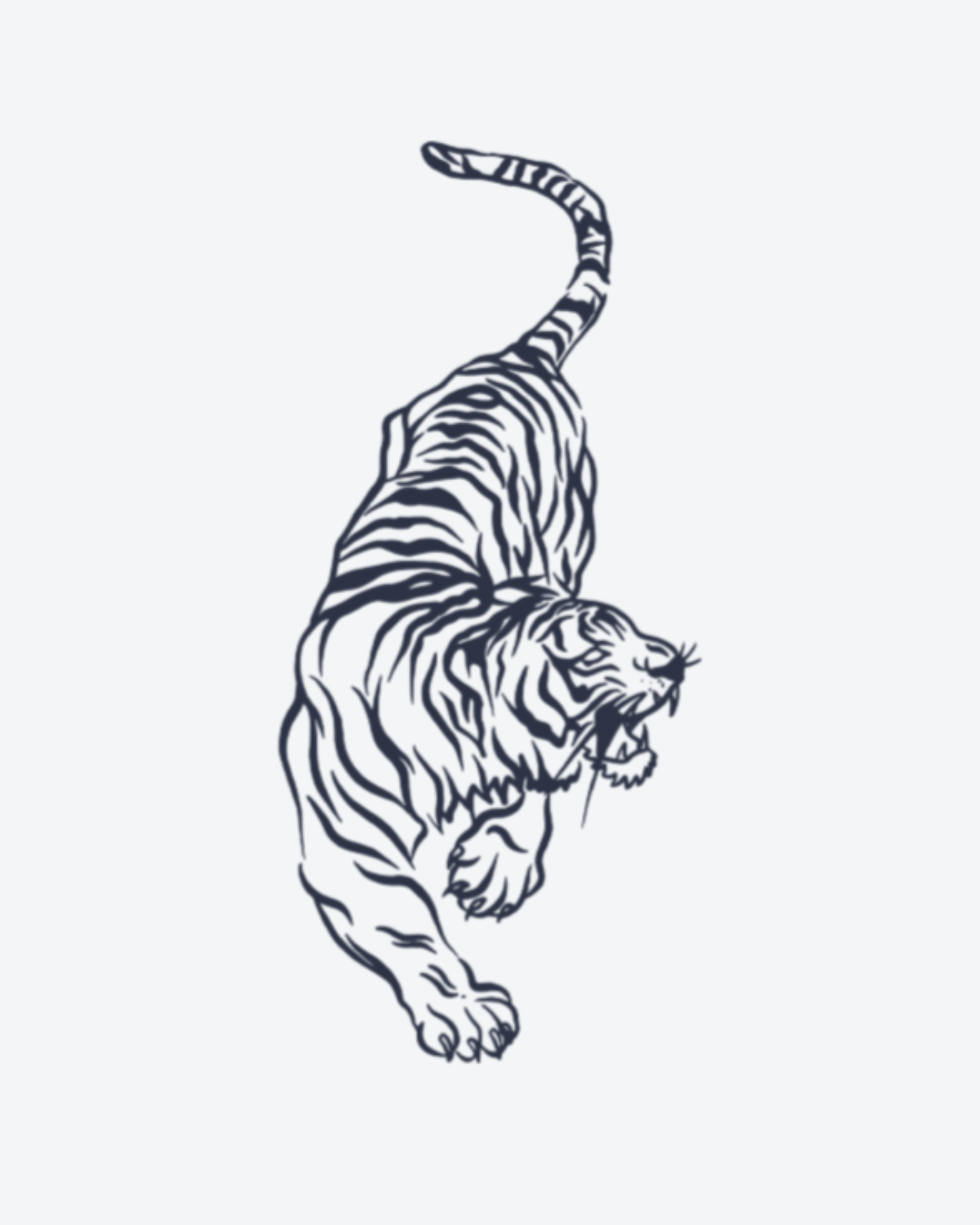 Tatouage temporaire Tigre Bondissant 10,5x13,5cm - SimpleTatt