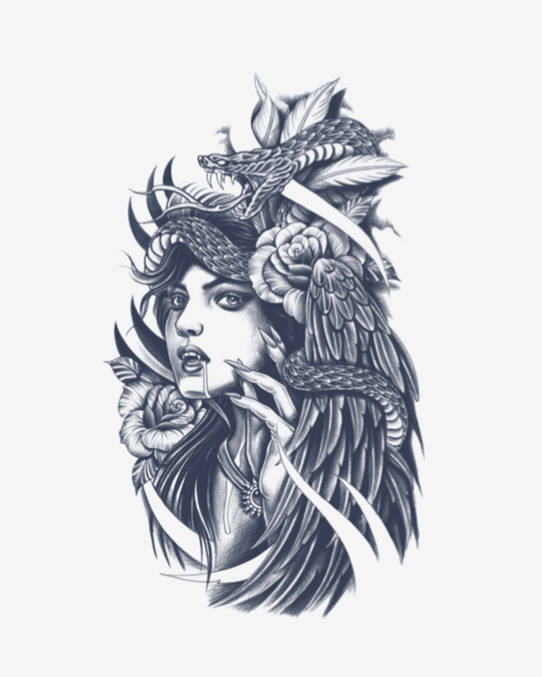 Tatouage temporaire Femme Serpent 11x18cm - SimpleTatt