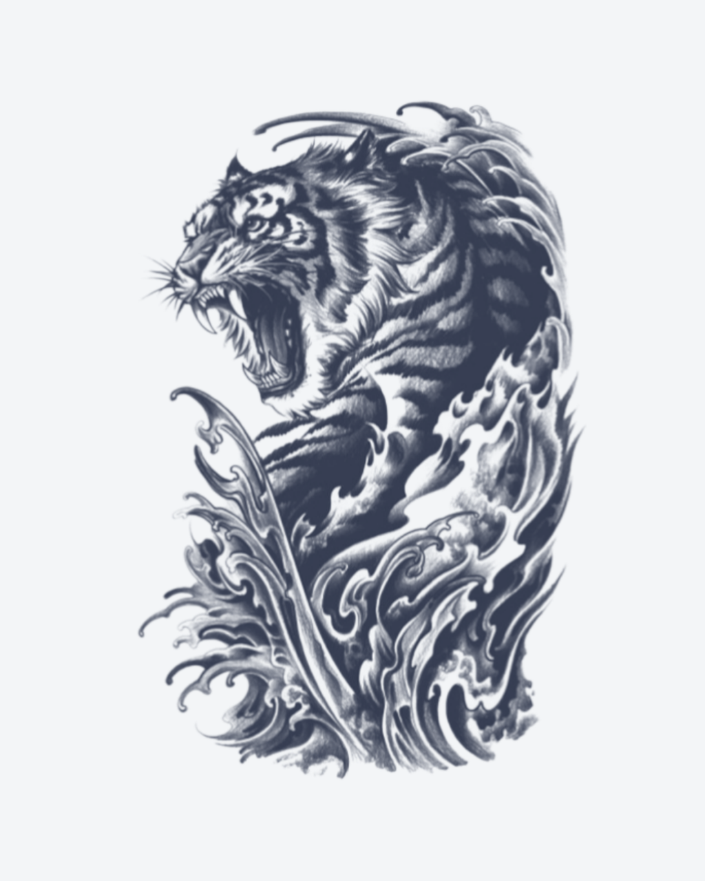Tatouage temporaire Tigre Grondant 11x18cm - SimpleTatt