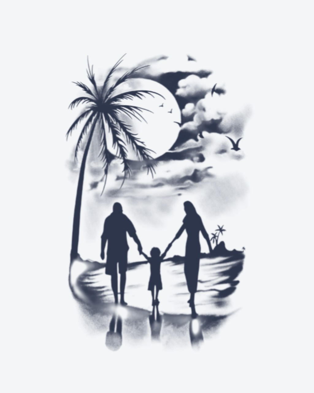 Tatouage temporaire Famille au Crépuscule 11x18cm - SimpleTatt