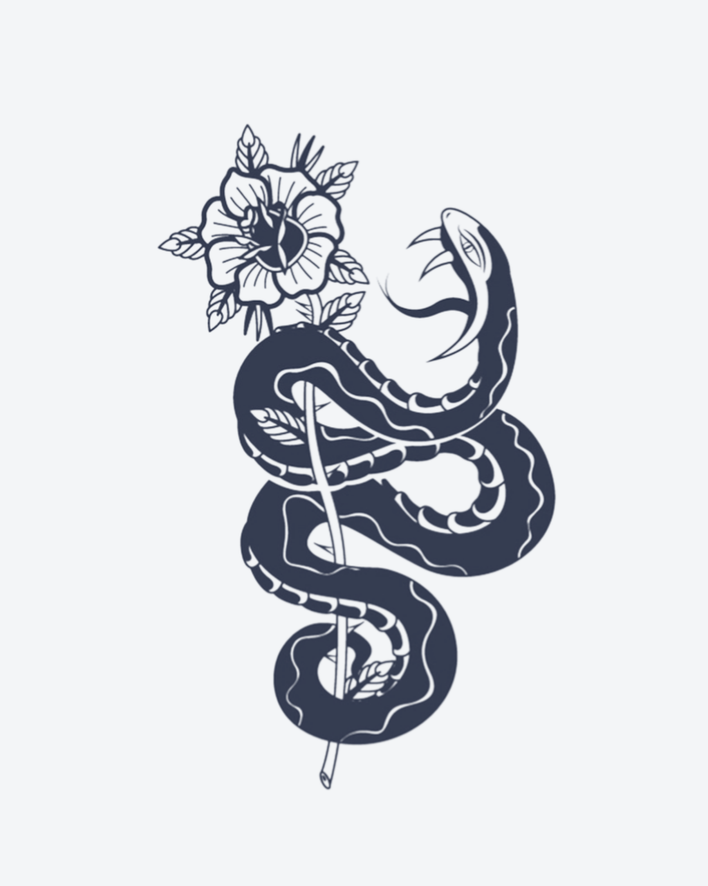 Tatouage temporaire Serpent et Fleur 11x18cm - SimpleTatt