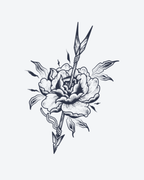 Tatouage temporaire Rose Transpercée 10,5x13,5cm - SimpleTatt
