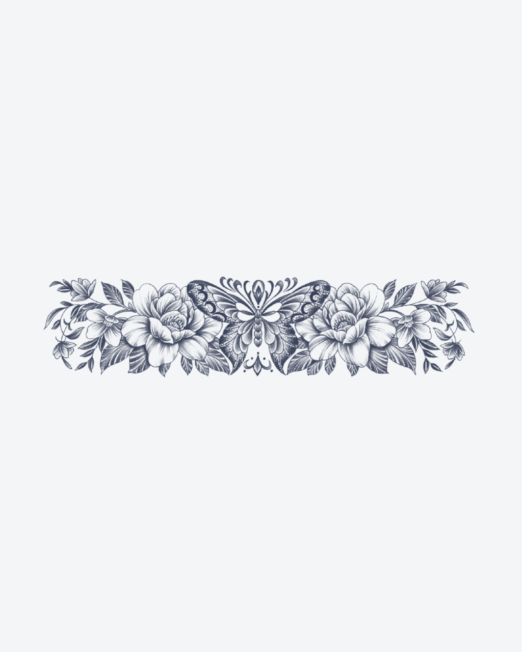 Tatouage temporaire Bracelet Floral Papillon 24x6cm - SimpleTatt