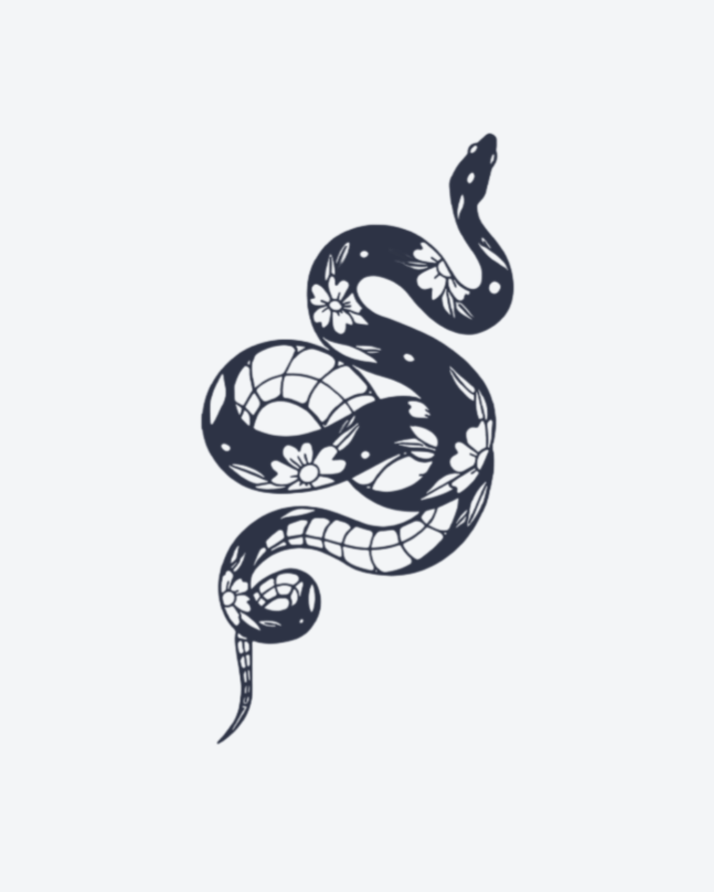 Tatouage temporaire Serpent Fleuri 10,5x13,5cm - SimpleTatt