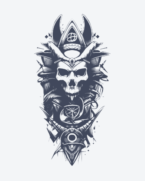 Tatouage temporaire Crâne Guerrier Déchu 11x18cm - SimpleTatt