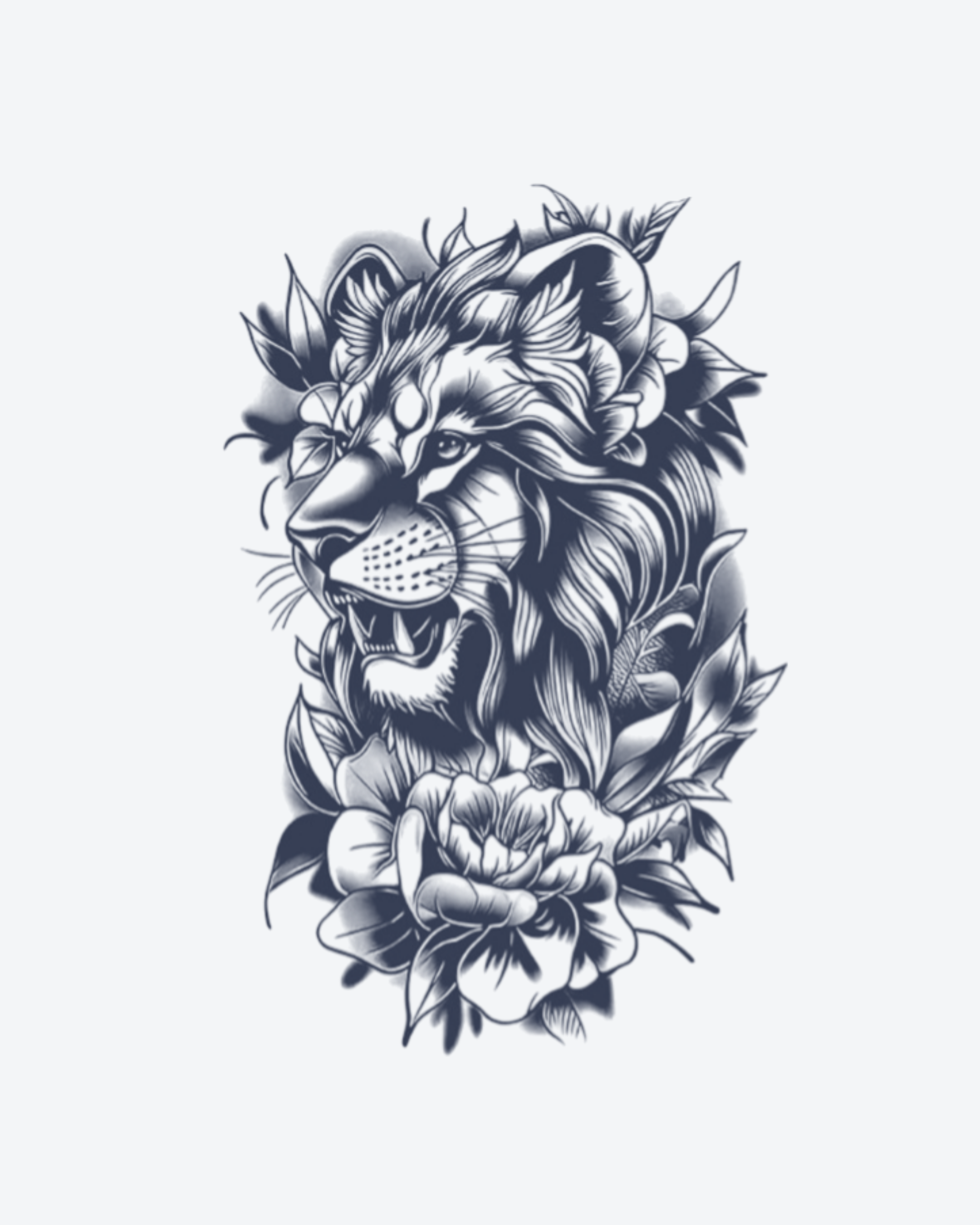 Tatouage temporaire Lion Éclatant 11x18cm - SimpleTatt