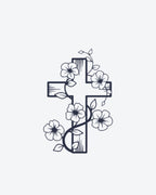 Tatouage temporaire Croix Fleurie 5x5cm - SimpleTatt