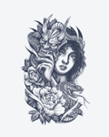 Tatouage temporaire Masque et Rose 11x18cm - SimpleTatt
