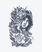 Tatouage temporaire Masque et Rose 11x18cm - SimpleTatt