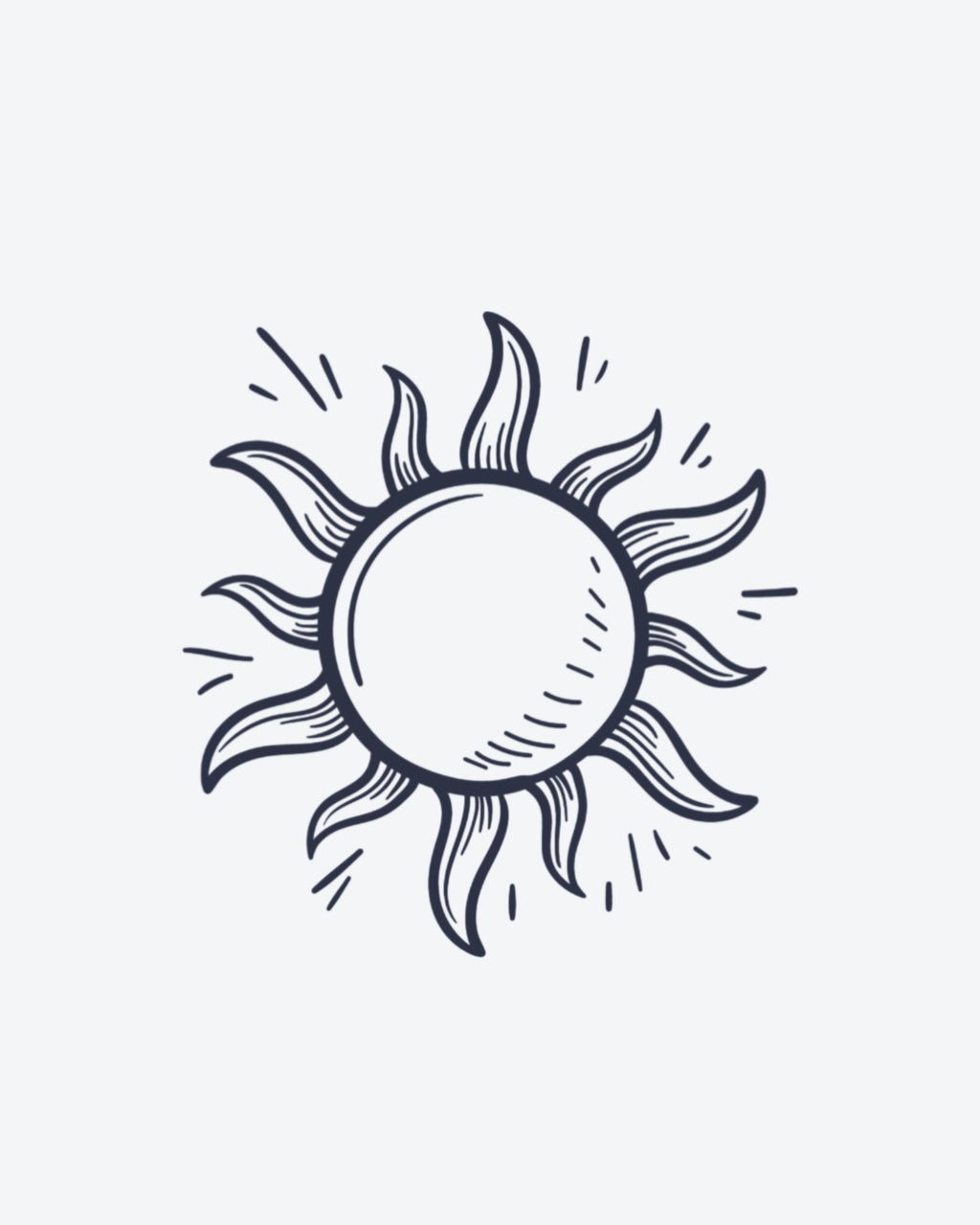 Tatouage temporaire Soleil Sketch 5x5cm - SimpleTatt