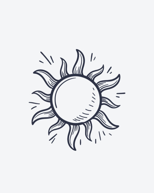 Tatouage temporaire Soleil Sketch 5x5cm - SimpleTatt