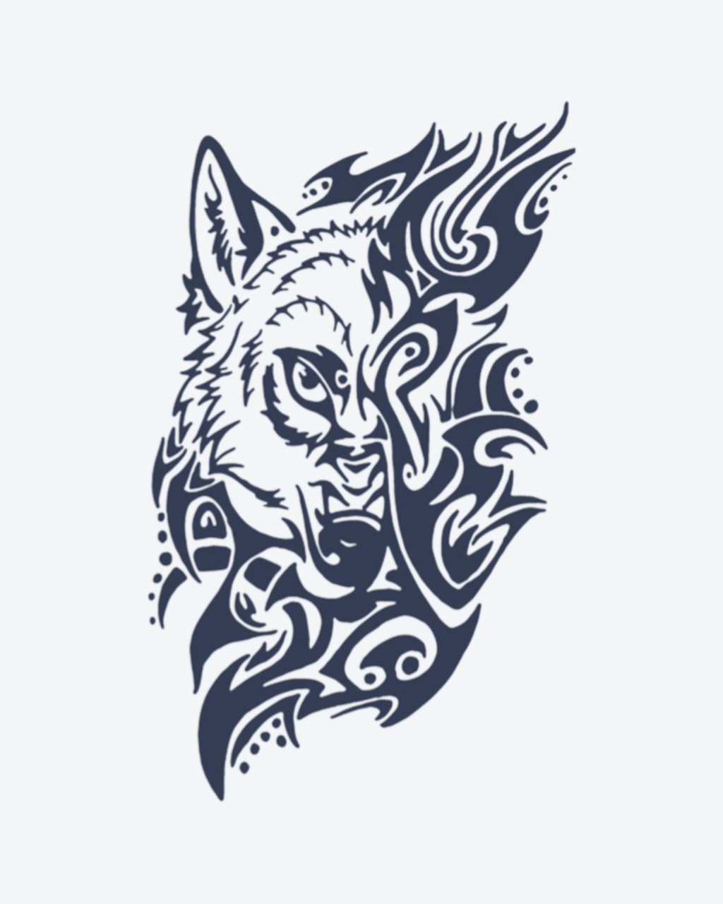 Tatouage temporaire Loup Tribal 11x18cm - SimpleTatt