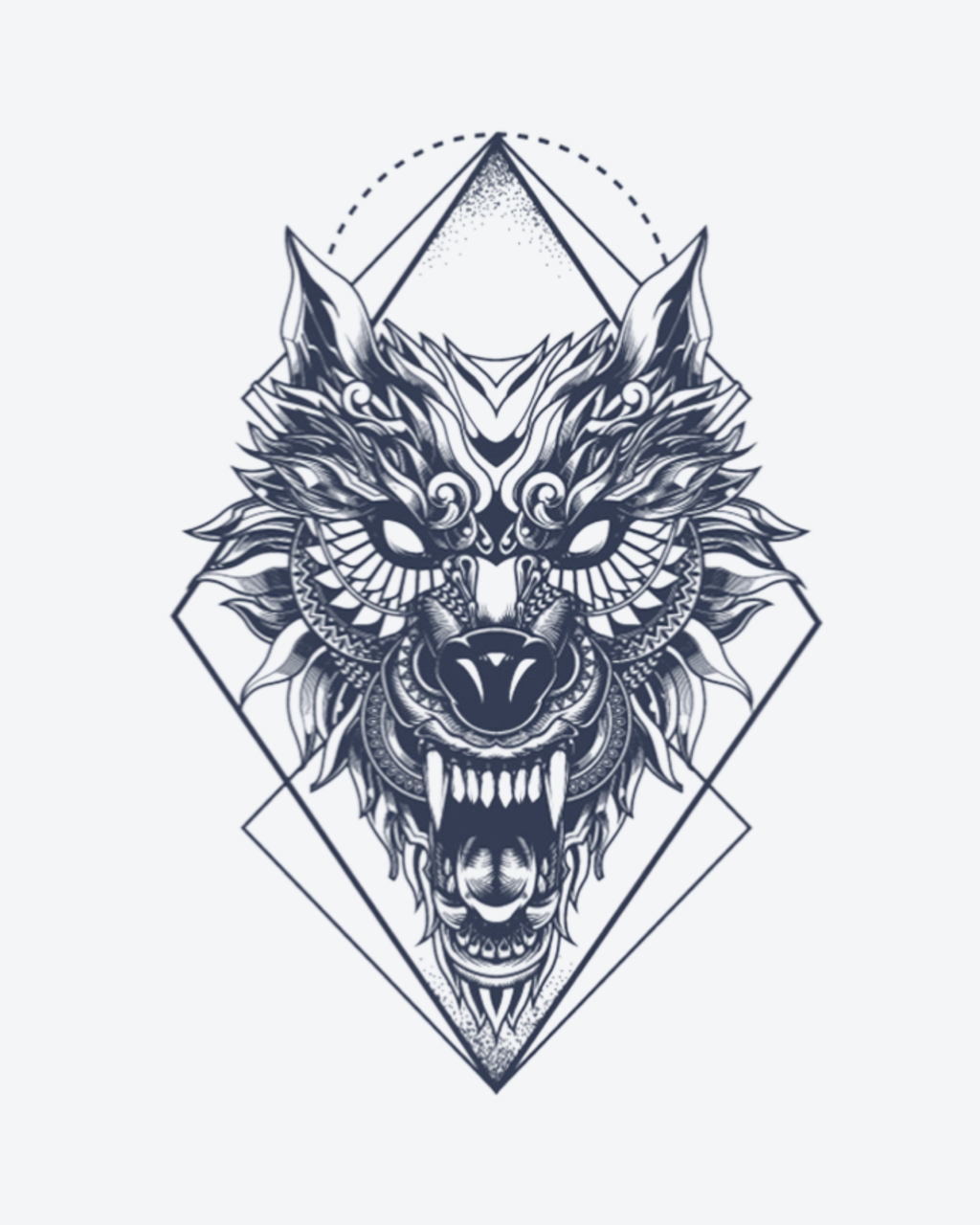Tatouage temporaire Loup Géométrique 11x18cm - SimpleTatt