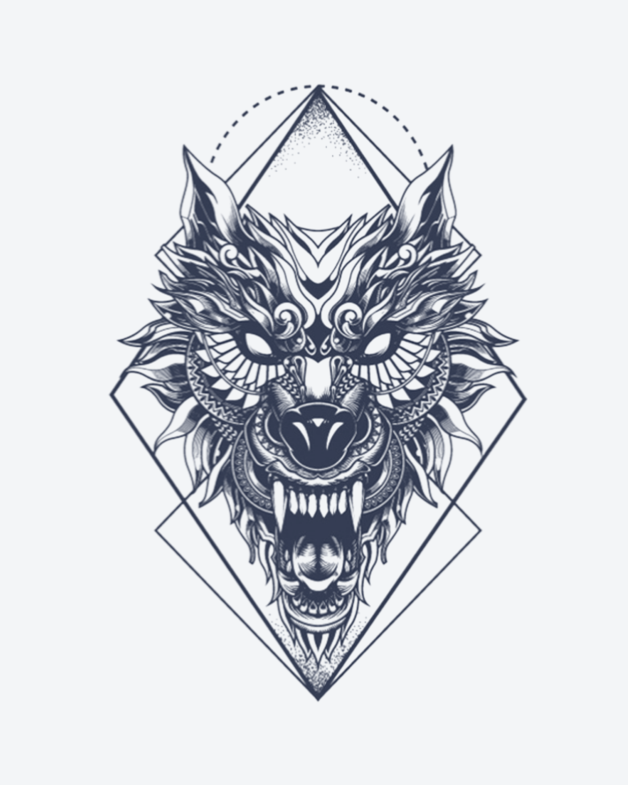 Tatouage temporaire Loup Géométrique 11x18cm - SimpleTatt