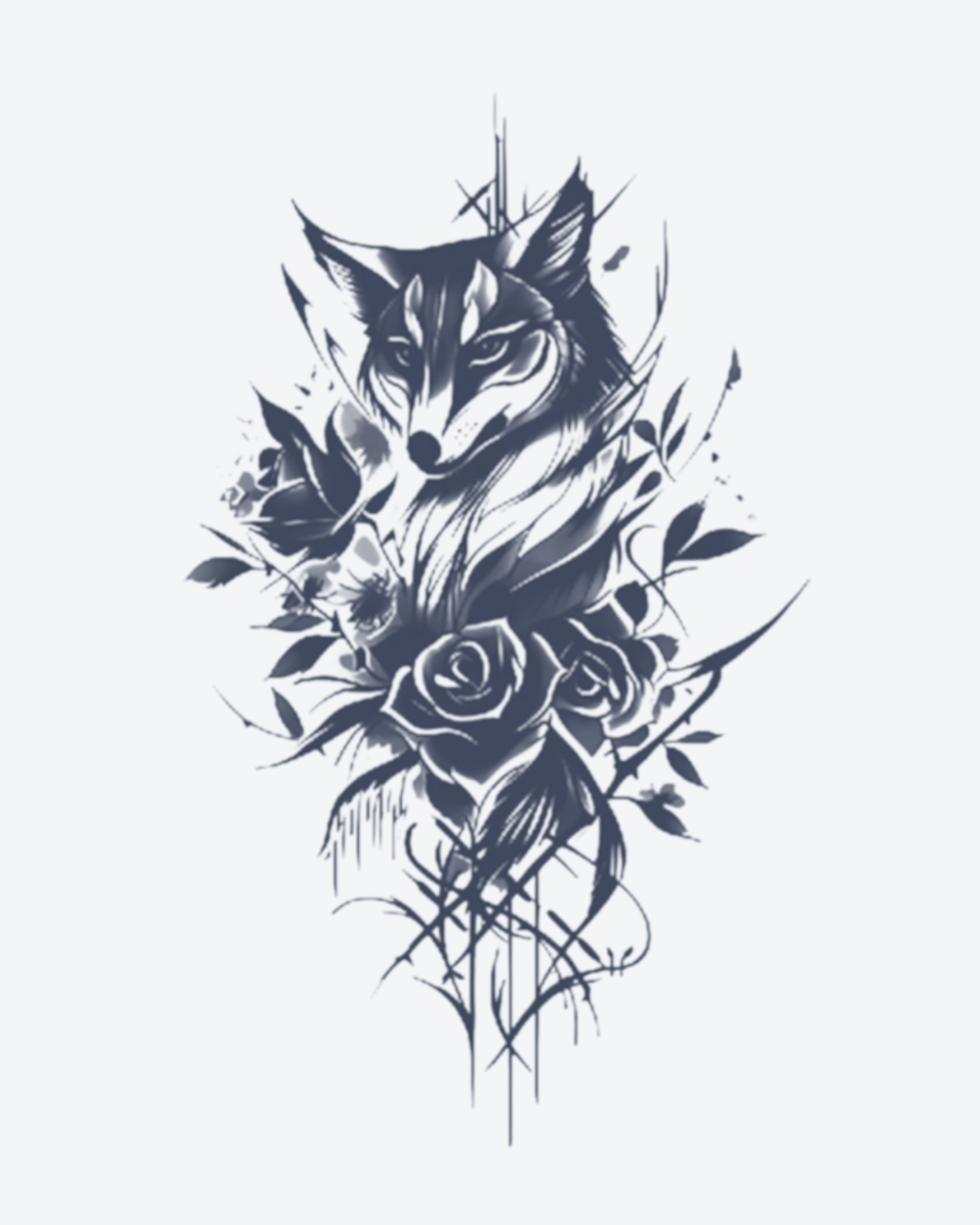 Tatouage temporaire Renard et Roses 11x18cm - SimpleTatt
