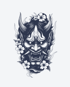 Tatouage temporaire Masque Hannya Fleuri 11x18cm - SimpleTatt