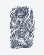 Tatouage temporaire Loup Ancestral 11x18cm - SimpleTatt