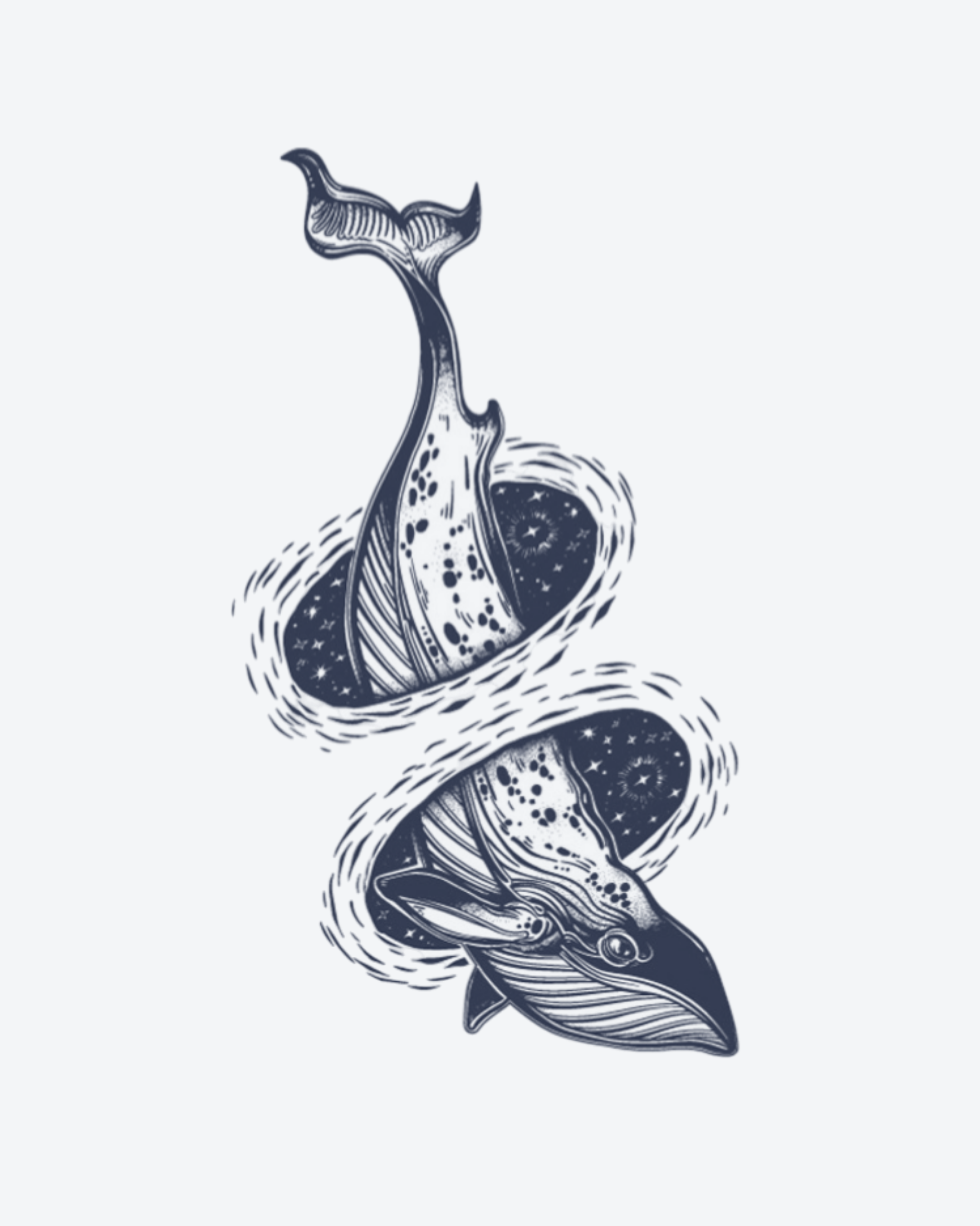 Tatouage temporaire Baleine en Spirale 11x18cm - SimpleTatt