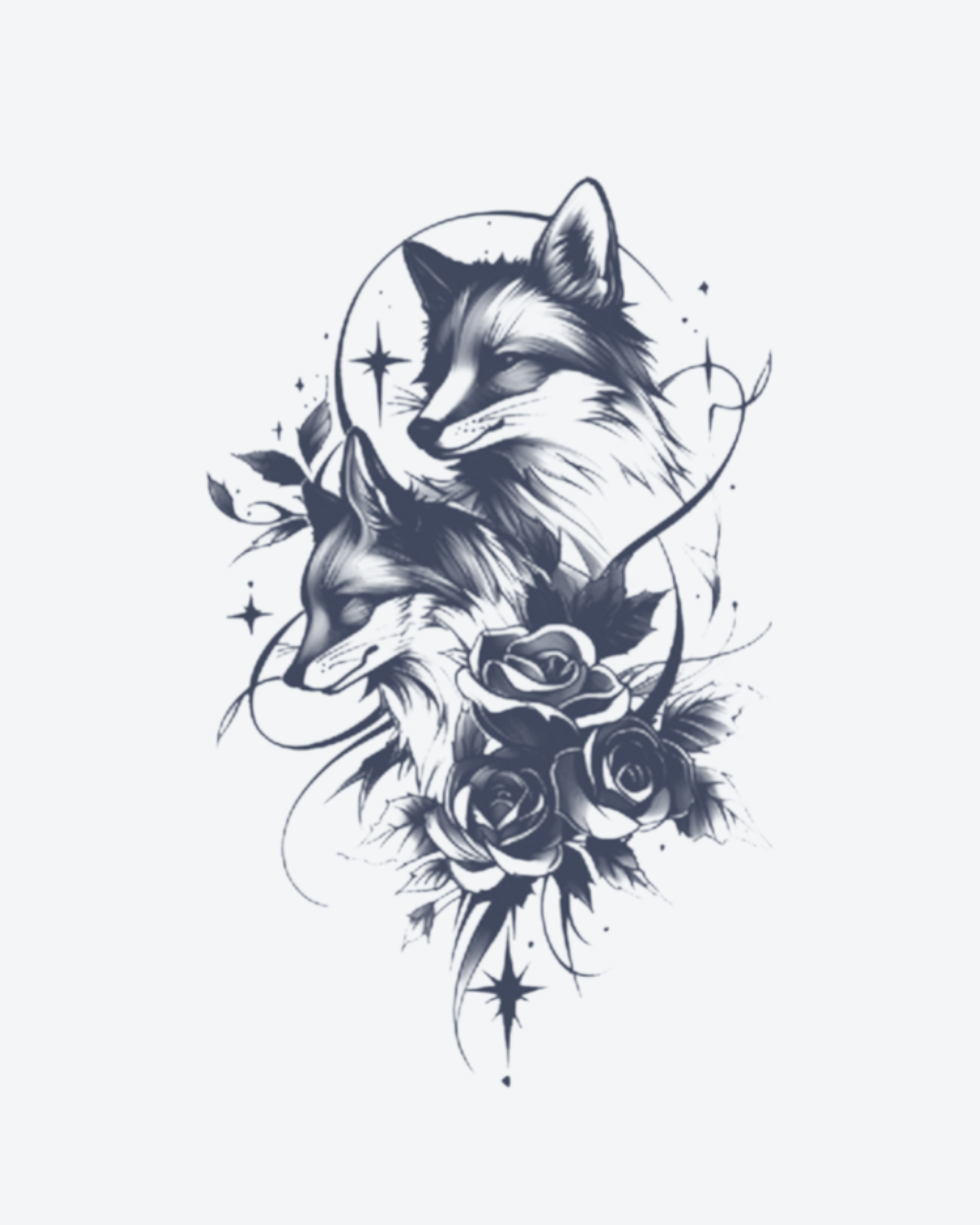 Tatouage temporaire Renards Jumelés 11x18cm - SimpleTatt