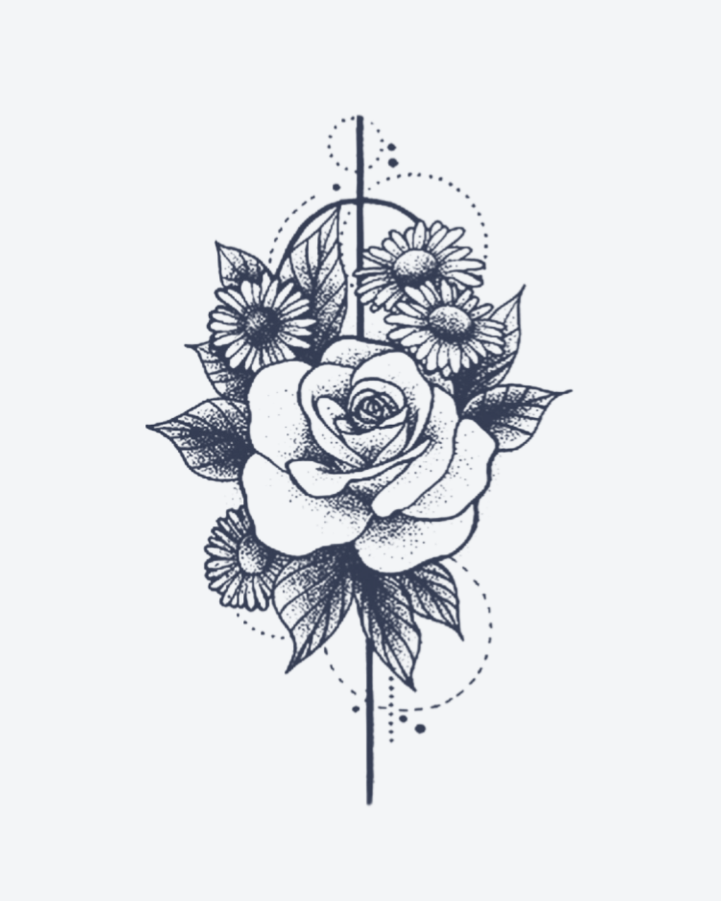 Tatouage temporaire Rose Élancée 11x18cm - SimpleTatt