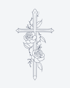 Tatouage temporaire Croix Florale 11x18cm - SimpleTatt