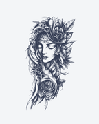 Tatouage temporaire Déesse Fleurie 11x18cm - SimpleTatt