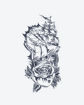 Tatouage temporaire Rose des Vagues 11x18cm - SimpleTatt