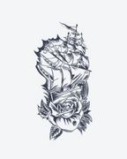 Tatouage temporaire Rose des Vagues 11x18cm - SimpleTatt