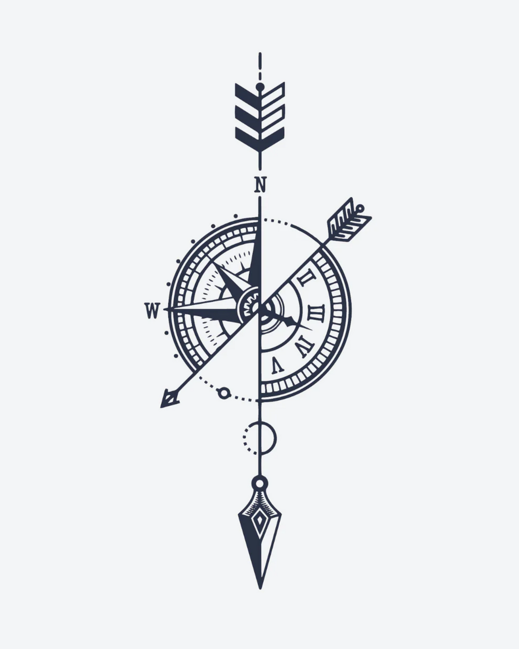 Tatouage temporaire Flèche de boussole 10x18cm - SimpleTatt