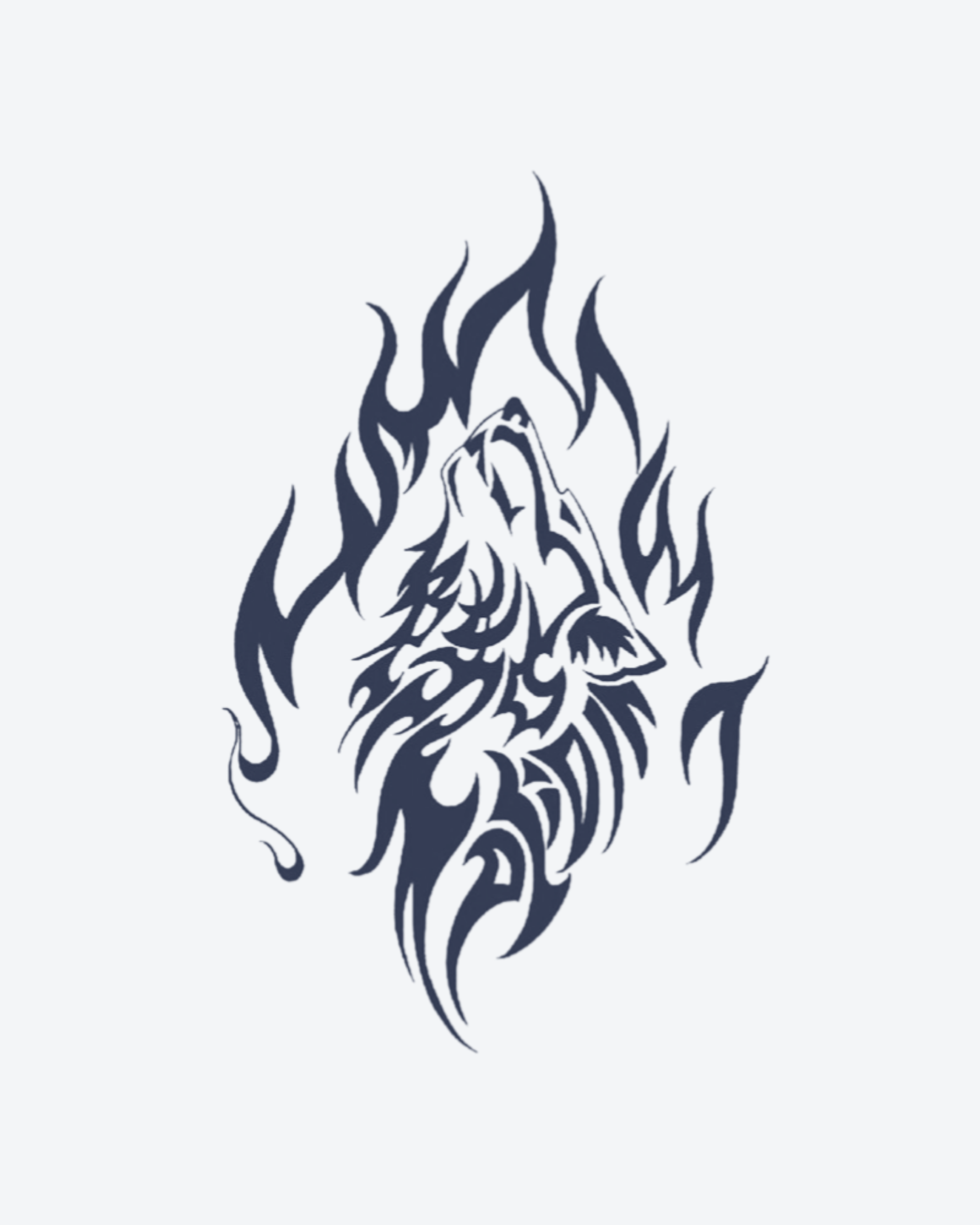 Tatouage temporaire Loup en Flammes 11x18cm - SimpleTatt