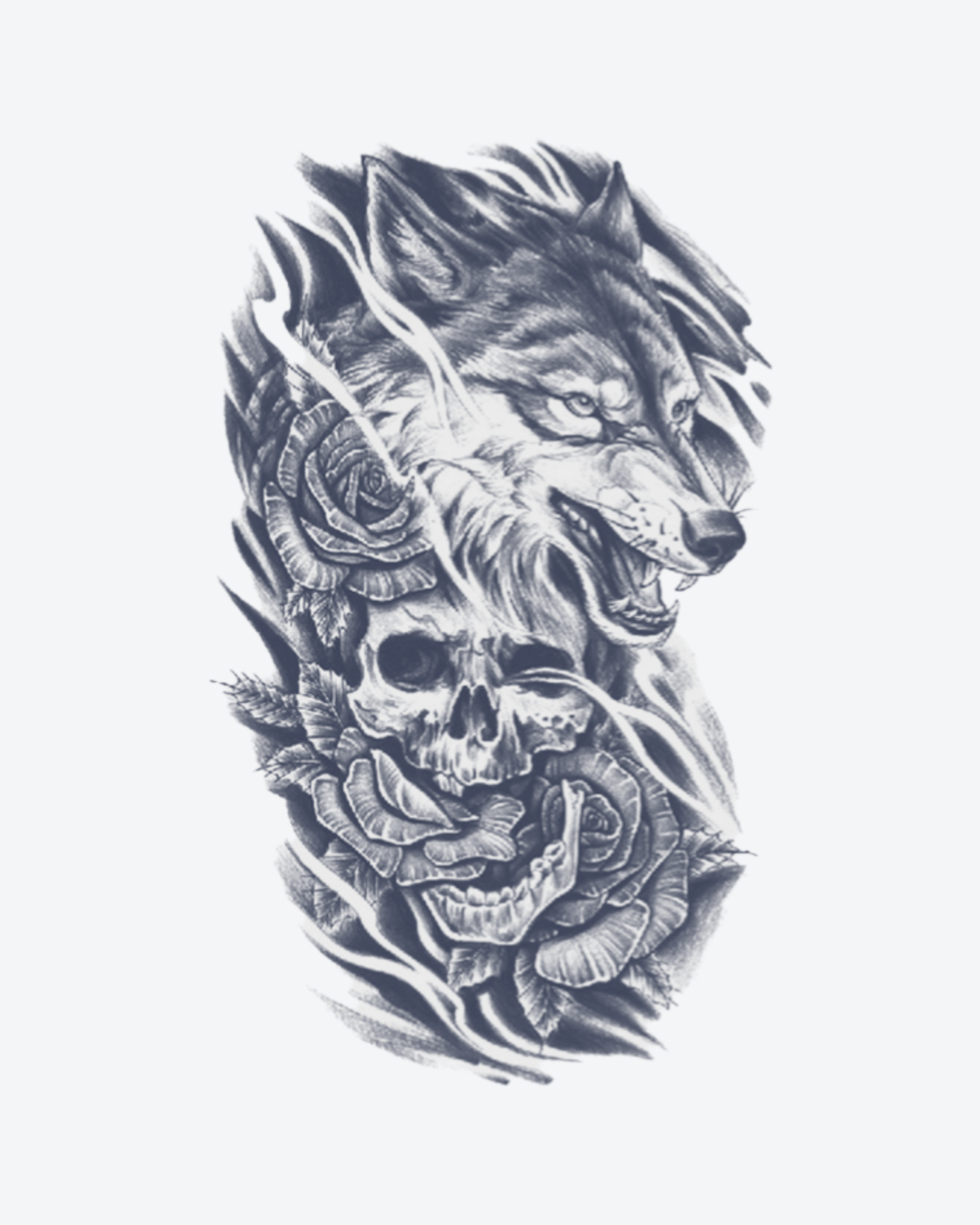 Tatouage temporaire Loup Squelette 11x18cm - SimpleTatt