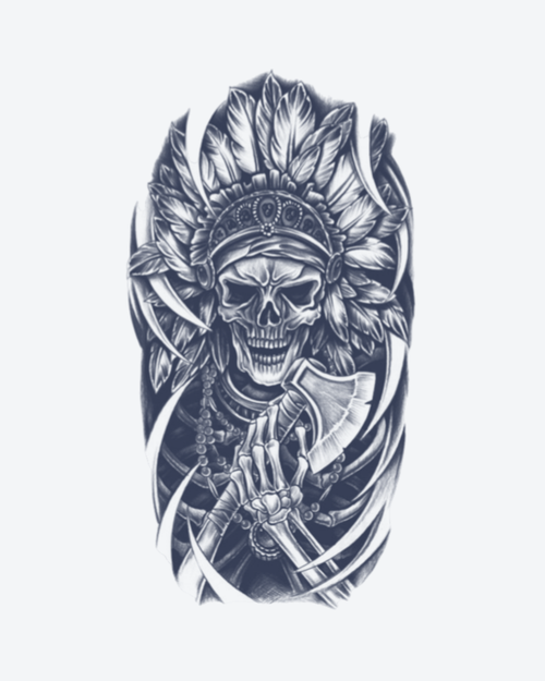 Tatouage temporaire Guerrier Indien 11x18cm - SimpleTatt