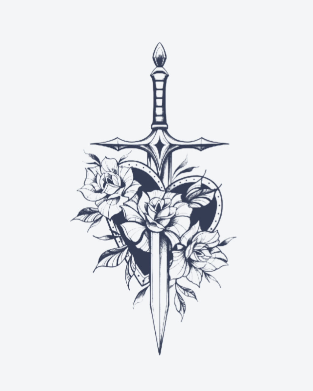 Tatouage temporaire Épée Florale 11x18cm - SimpleTatt