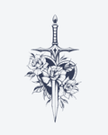 Tatouage temporaire Épée Florale 11x18cm - SimpleTatt