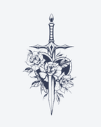 Tatouage temporaire Épée Florale 11x18cm - SimpleTatt