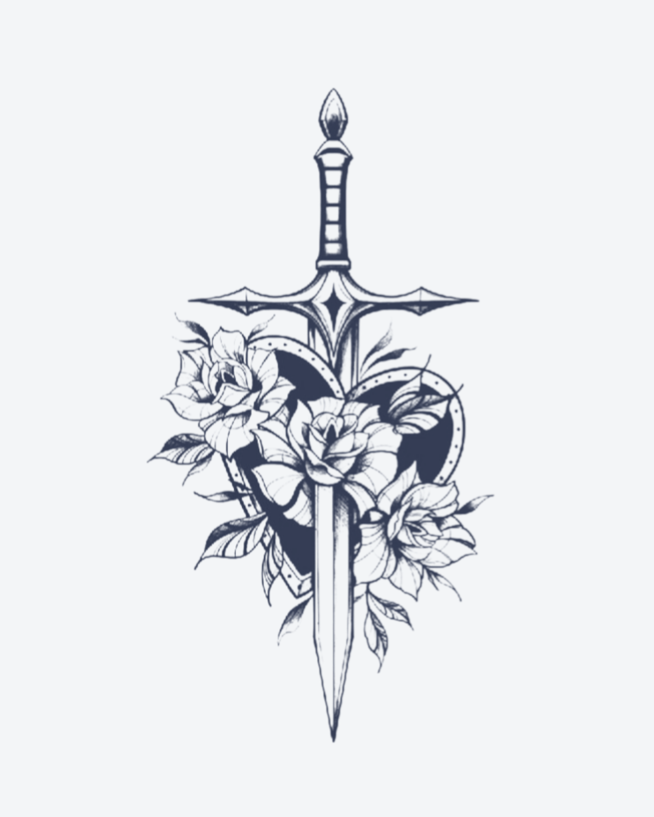 Tatouage temporaire Épée Florale 11x18cm - SimpleTatt