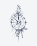 Tatouage temporaire Boussole Plume 11x18cm - SimpleTatt