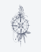 Tatouage temporaire Boussole Plume 11x18cm - SimpleTatt