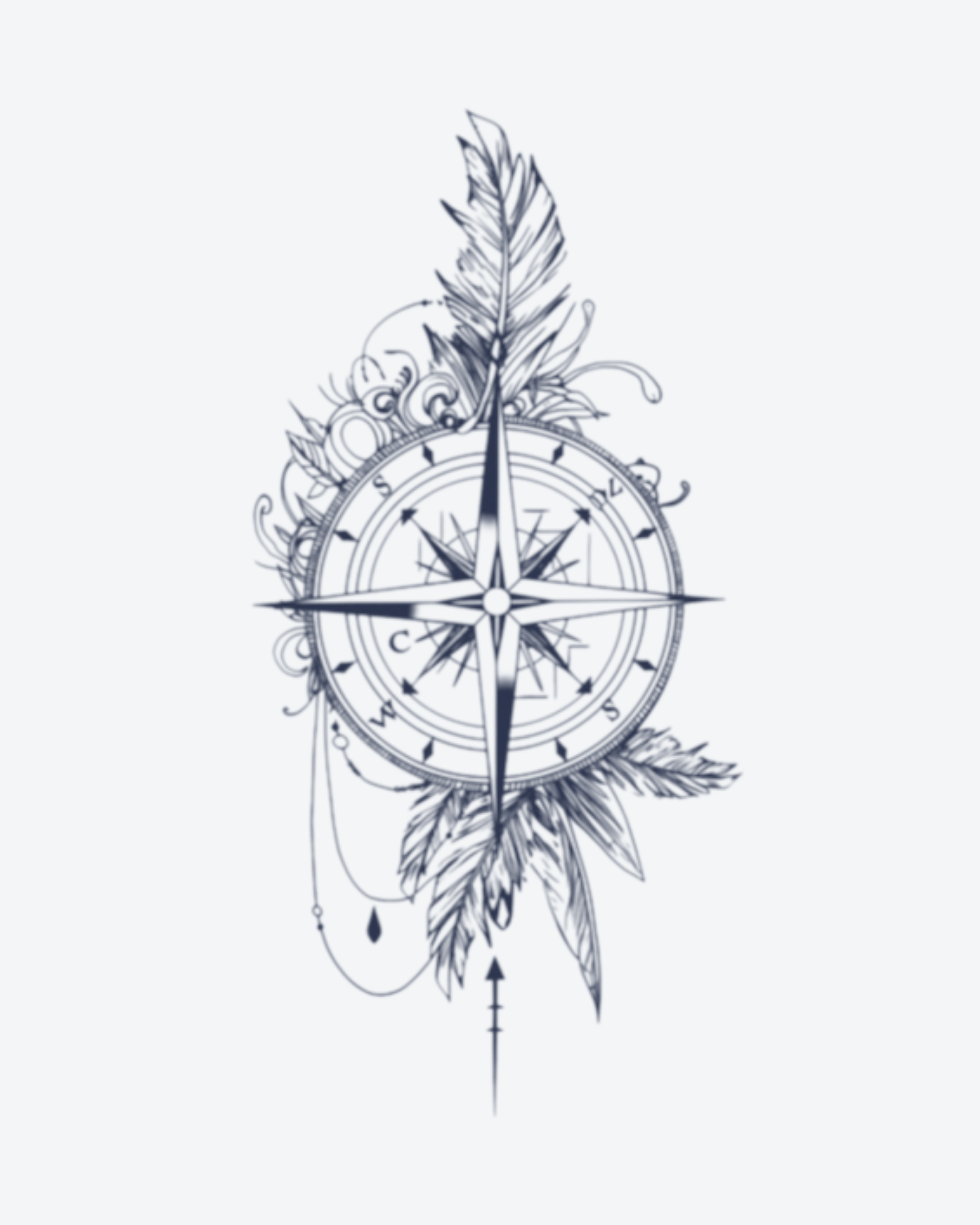 Tatouage temporaire Boussole Plume 11x18cm - SimpleTatt