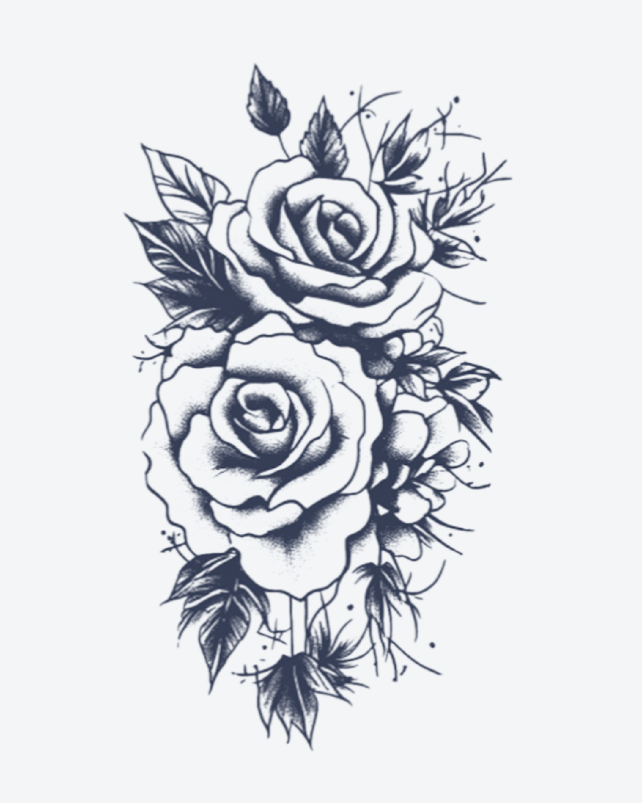 Tatouage temporaire Roses Épineuses 11x18cm - SimpleTatt