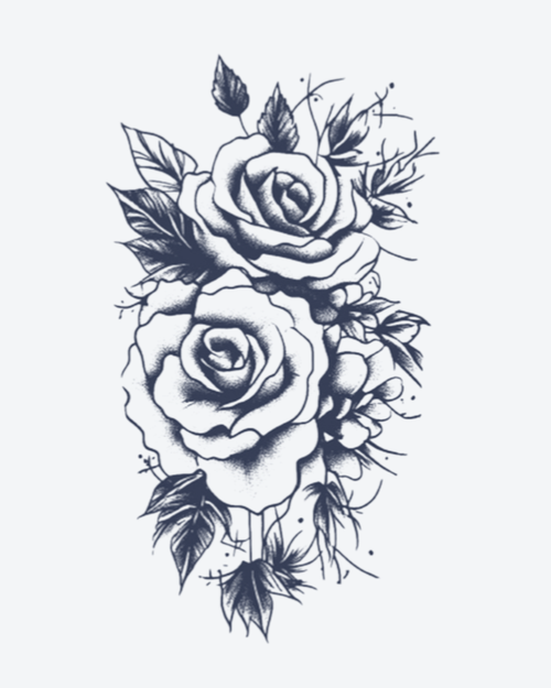 Tatouage temporaire Roses Épineuses 11x18cm - SimpleTatt