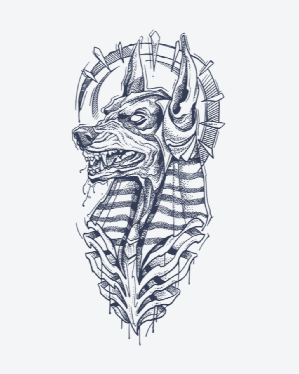 Tatouage temporaire Anubis Divin 11x18cm - SimpleTatt